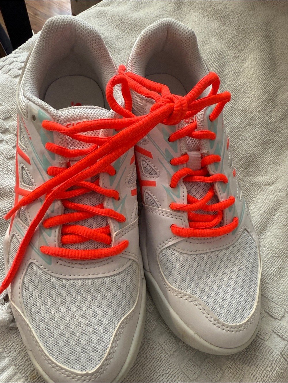 ASICS White and Coral Women's Athletic Sneakers